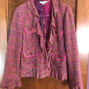Colorful tweed jacket with bell sleeves